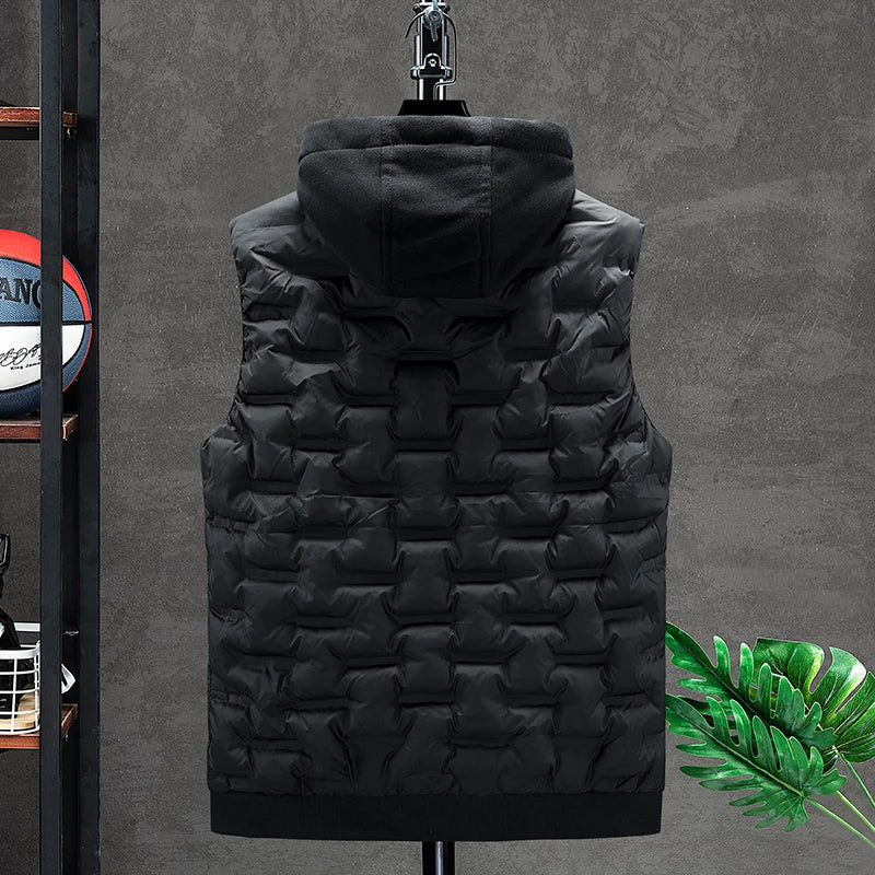 Men's Padded Hooded Vest Jacket: