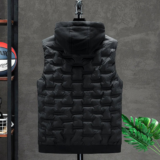Men's Padded Hooded Vest Jacket: