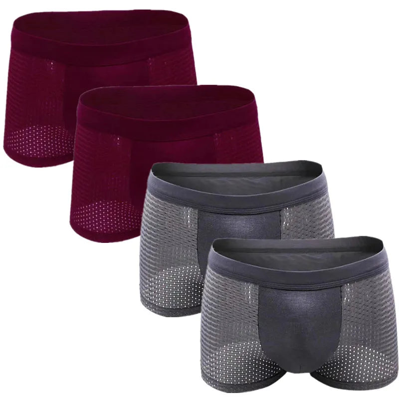 Men’s 4-Pack Mesh Transparent Boxer Shorts – Thin, Breathable, and Comfortable Underwear Set