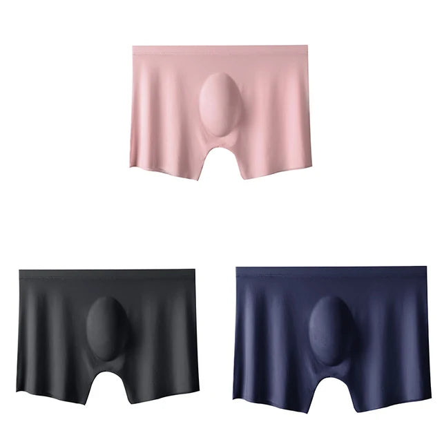 3-pack Men's Ultra-Thin Breathable Seamless Ice Silk Hipster Boxers