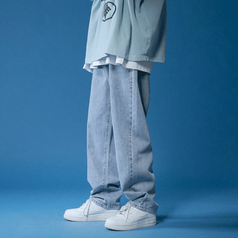 Men's Baggy Jeans - Trendy Korean Streetwear Denim Jeans