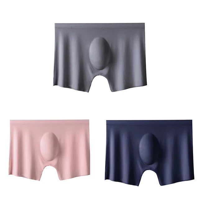 3-pack Men's Ultra-Thin Breathable Seamless Ice Silk Hipster Boxers