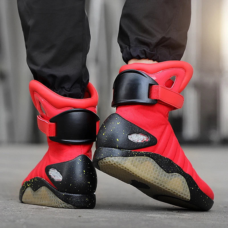 USB Rechargeable Glowing Men's High Top Sneakers – LED Light-Up Athletic Shoes for Men