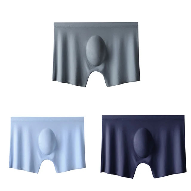 3-pack Men's Ultra-Thin Breathable Seamless Ice Silk Hipster Boxers