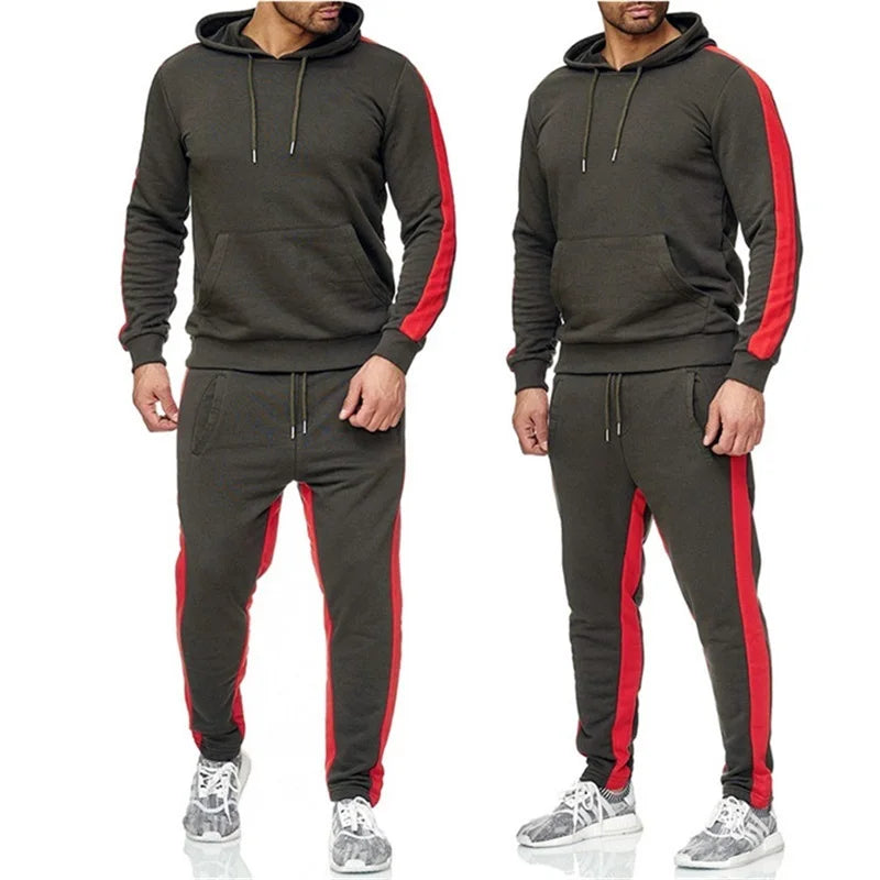 Men's 2-Piece Tracksuit Set with Hooded Sweatshirt - Stylish Athletic Wear