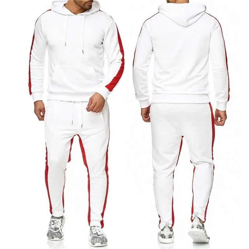 Men's 2-Piece Tracksuit Set with Hooded Sweatshirt - Stylish Athletic Wear