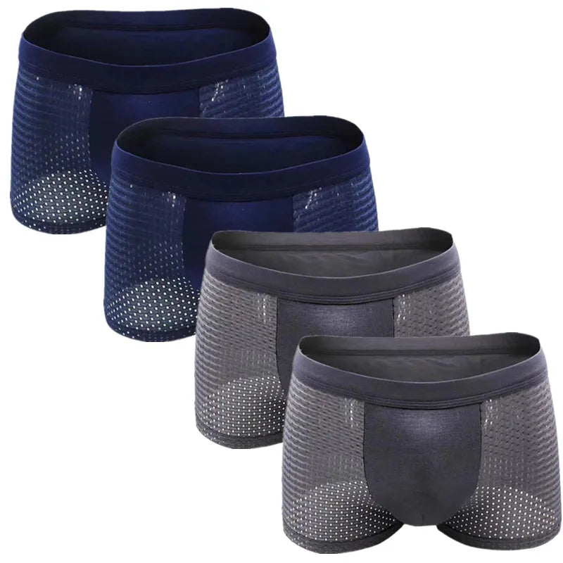 Men’s 4-Pack Mesh Transparent Boxer Shorts – Thin, Breathable, and Comfortable Underwear Set