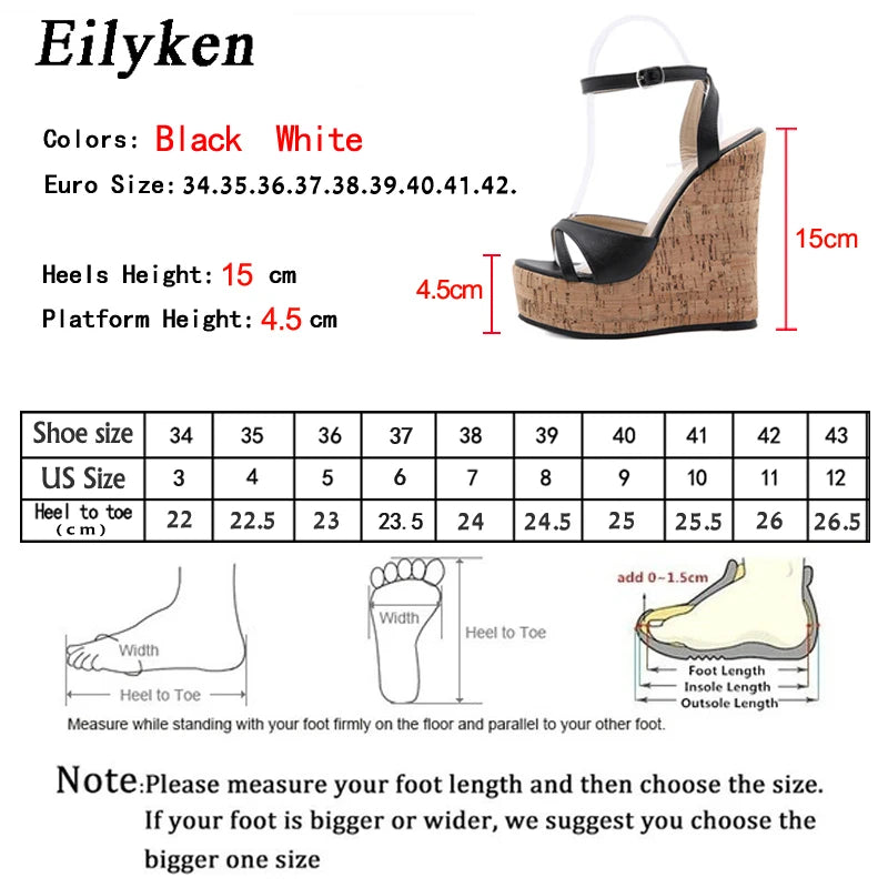 Womens Wedge Heel Sandals- Trendy Platform Design with Buckle