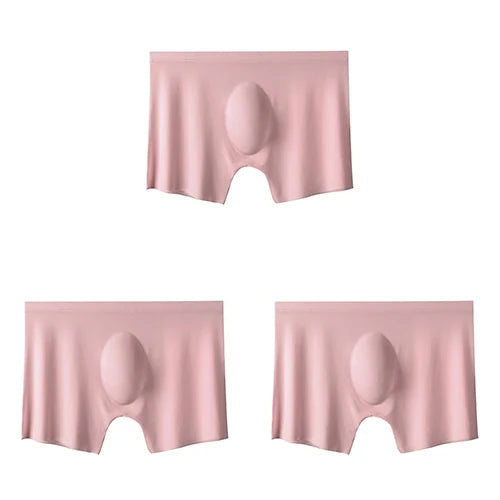 3-pack Men's Ultra-Thin Breathable Seamless Ice Silk Hipster Boxers