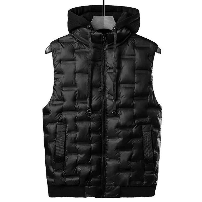 Men's Padded Hooded Vest Jacket:
