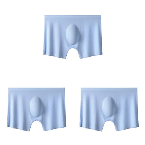 3-pack Men's Ultra-Thin Breathable Seamless Ice Silk Hipster Boxers