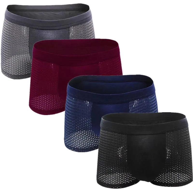 Men’s 4-Pack Mesh Transparent Boxer Shorts – Thin, Breathable, and Comfortable Underwear Set
