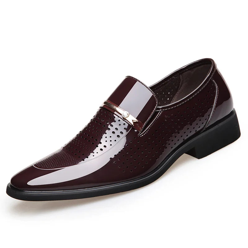 Men's Faux Leather Dress Shoes - Slip-On, Pointed Toe Formal Shoes for Men