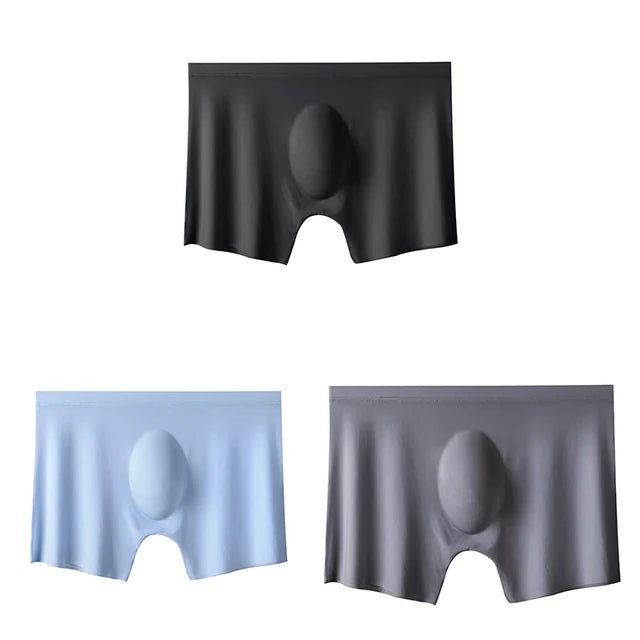 3-pack Men's Ultra-Thin Breathable Seamless Ice Silk Hipster Boxers