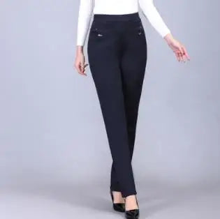 Women's High-Waist Elastic Straight Trousers - Comfortable & Stylish Women’s Pants
