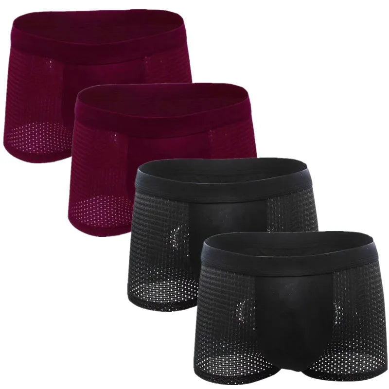 Men’s 4-Pack Mesh Transparent Boxer Shorts – Thin, Breathable, and Comfortable Underwear Set