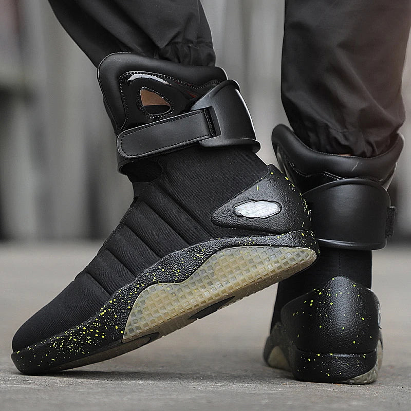 USB Rechargeable Glowing Men's High Top Sneakers – LED Light-Up Athletic Shoes for Men