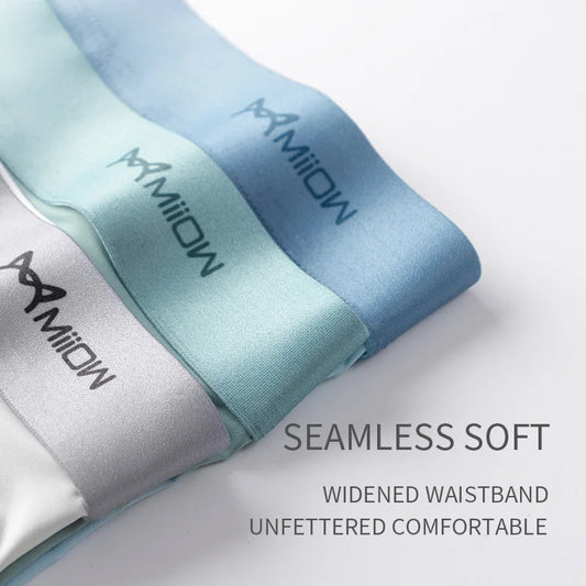 Mens 3-Pack Antibacterial Ice Silk Boxer Shorts with Elastic Waist