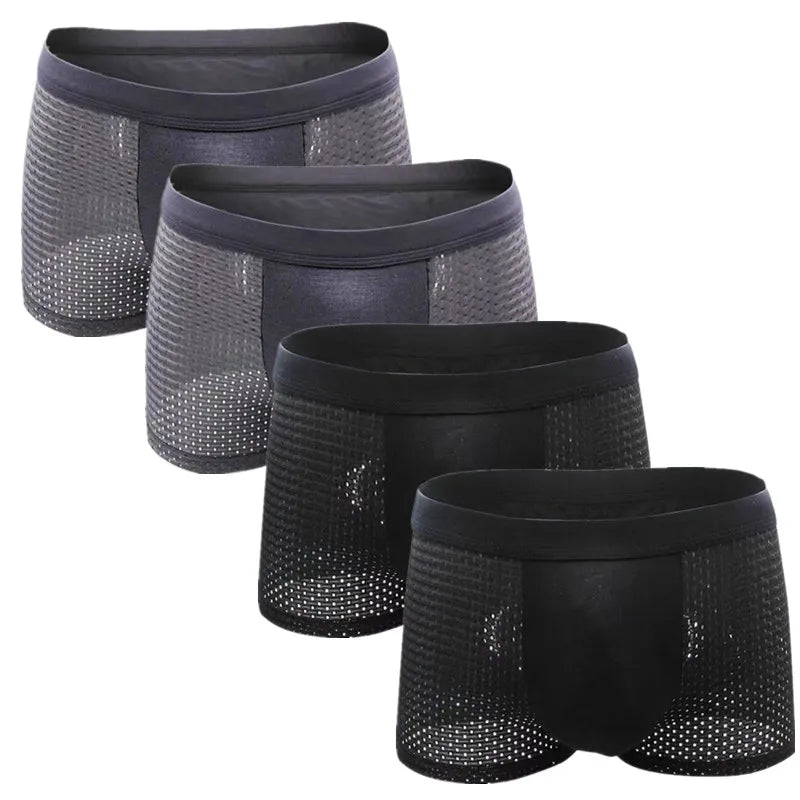 Men’s 4-Pack Mesh Transparent Boxer Shorts – Thin, Breathable, and Comfortable Underwear Set
