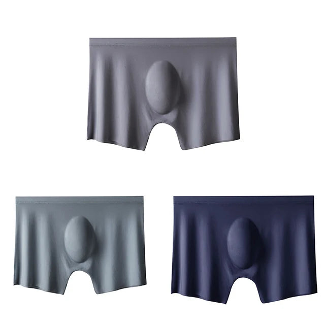 3-pack Men's Ultra-Thin Breathable Seamless Ice Silk Hipster Boxers