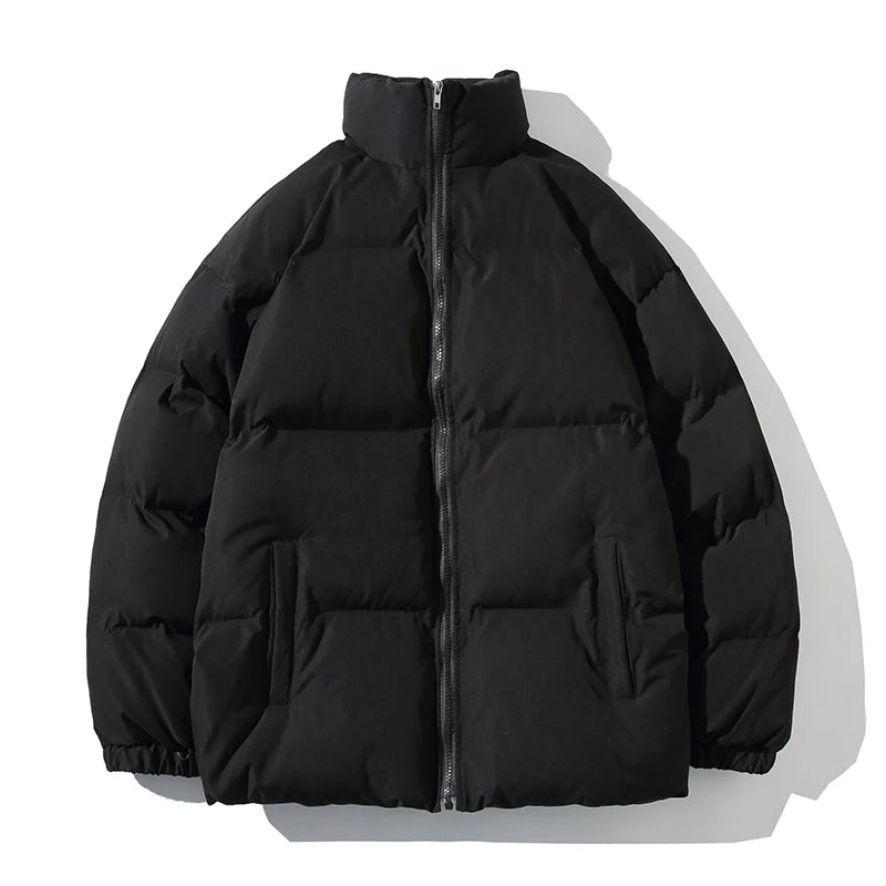 Unisex Thickened Parka Jacket with Stand Collar