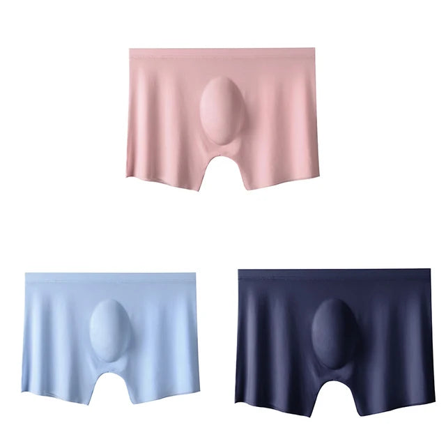 3-pack Men's Ultra-Thin Breathable Seamless Ice Silk Hipster Boxers