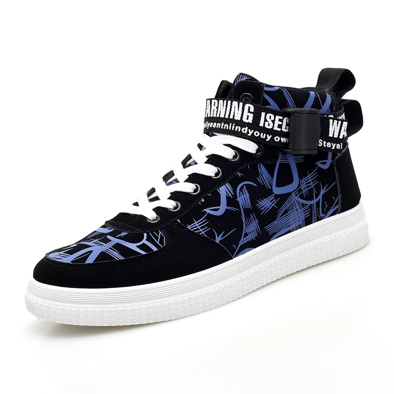 Men's High-Top Sneakers with Graffiti Print
