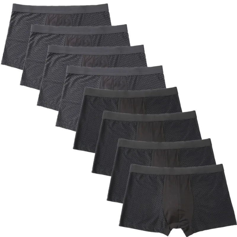 8-Piece Men's Mesh Transparent Boxer Briefs Set - Breathable & Stylish Underwear for Men