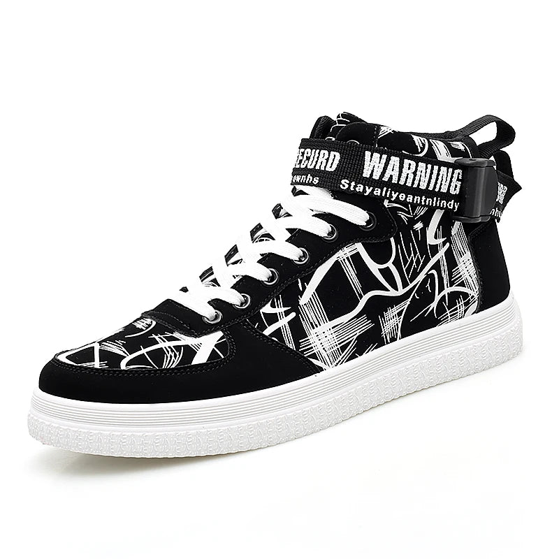 Men's High-Top Sneakers with Graffiti Print