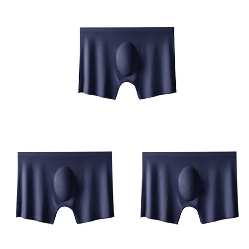 3-pack Men's Ultra-Thin Breathable Seamless Ice Silk Hipster Boxers