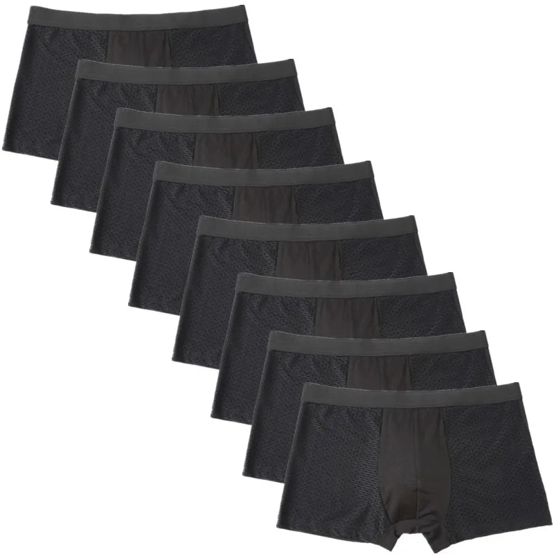 8-Piece Men's Mesh Transparent Boxer Briefs Set - Breathable & Stylish Underwear for Men