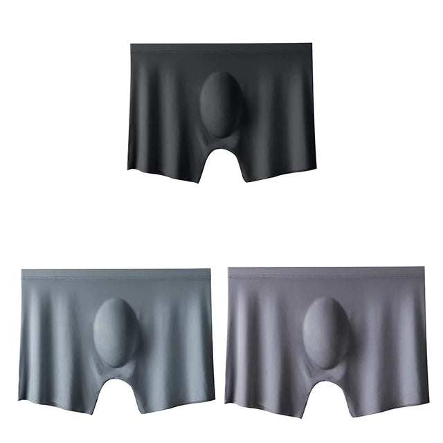 3-pack Men's Ultra-Thin Breathable Seamless Ice Silk Hipster Boxers