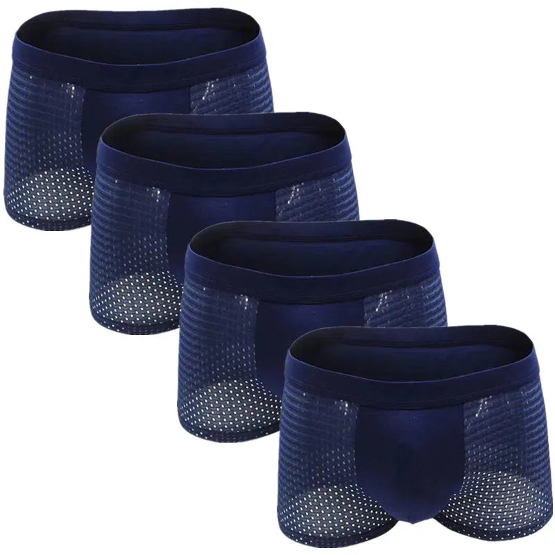 Men’s 4-Pack Mesh Transparent Boxer Shorts – Thin, Breathable, and Comfortable Underwear Set