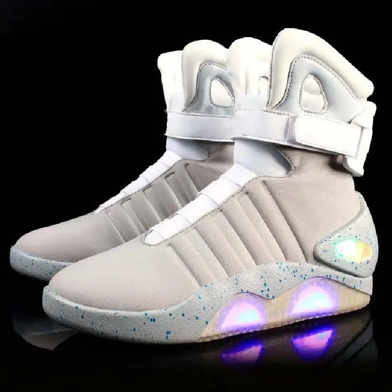 USB Rechargeable Glowing Men's High Top Sneakers – LED Light-Up Athletic Shoes for Men