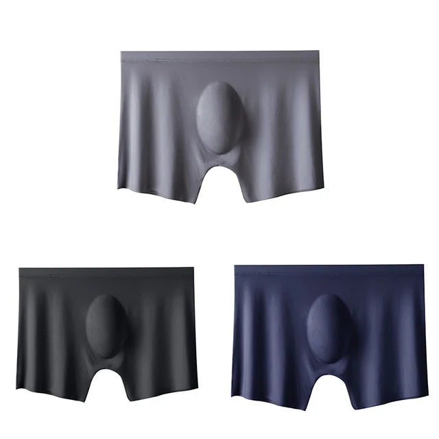 3-pack Men's Ultra-Thin Breathable Seamless Ice Silk Hipster Boxers