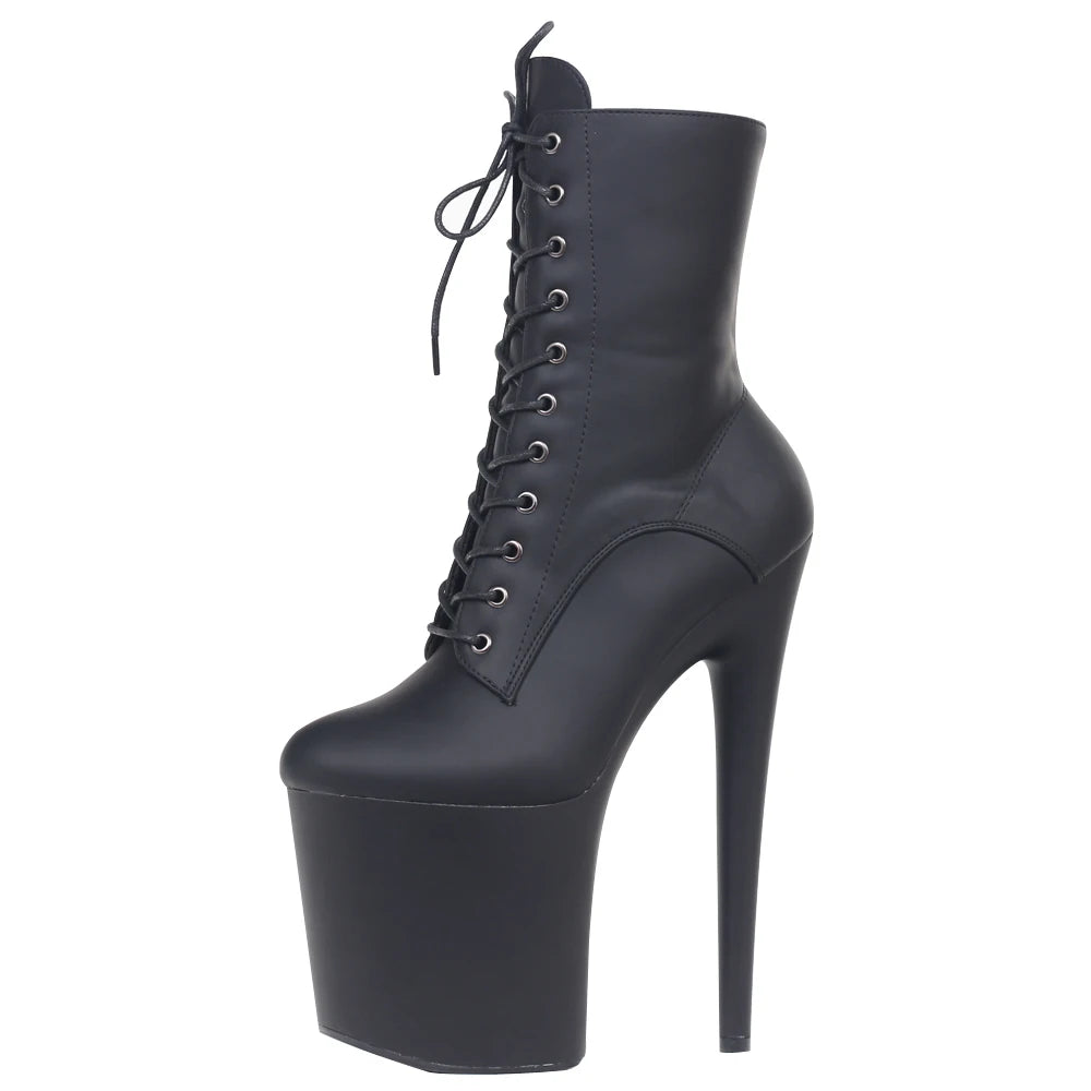 Womens Extreme High Heels Platform Boots Lace Up- 20cm Lift