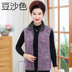 Women Polar Fleece Fabric Vest Large Sleeveless Zipper Jacket