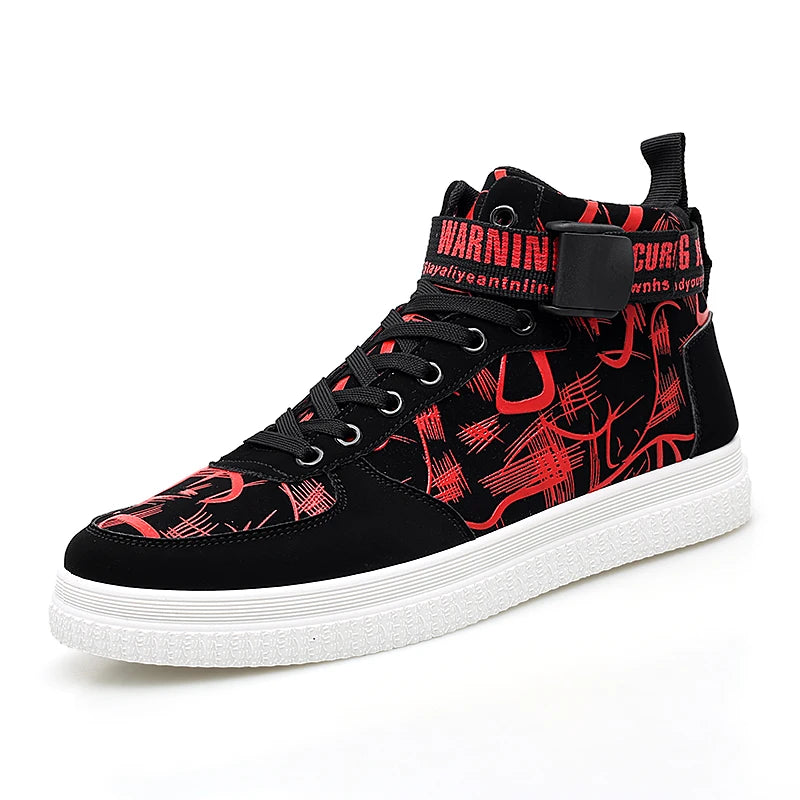 Men's High-Top Sneakers with Graffiti Print