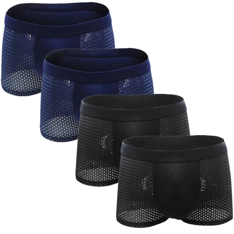 Men’s 4-Pack Mesh Transparent Boxer Shorts – Thin, Breathable, and Comfortable Underwear Set