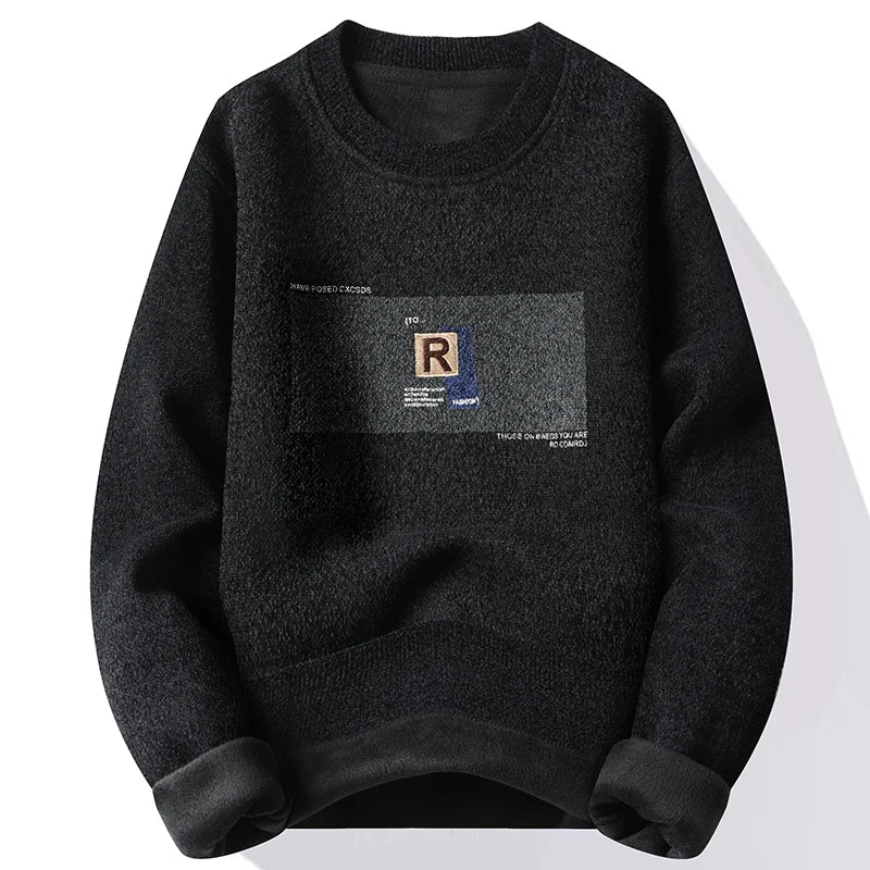 Men's Fleece-Lined Sweater - Comfortable Warm Men's Pullover