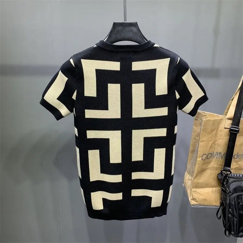 Men's Luxurious Knitted Short Sleeve T-Shirt - Slim Fit - Various Colors