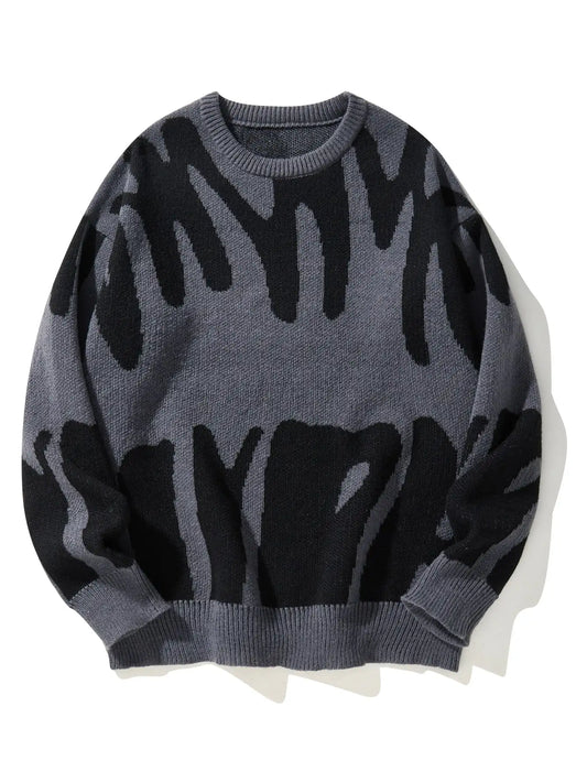 Men's Knitted Jacquard Pattern Pullover Sweater - Stylish & Comfortable Knitwear
