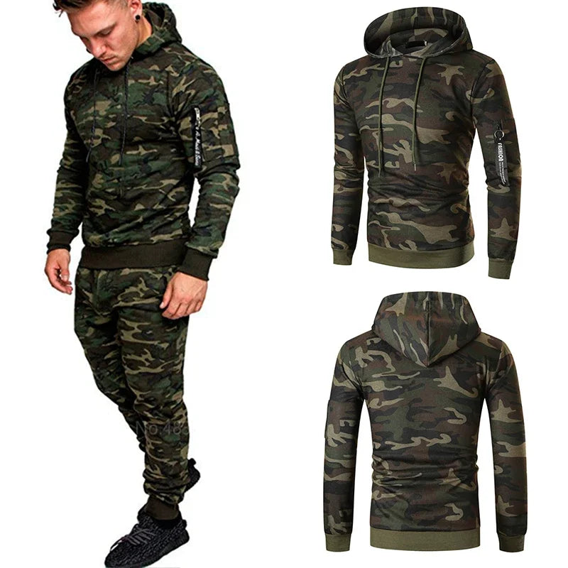 Men's Two-Piece Hooded Sweatshirt & Drawstring Pants Set