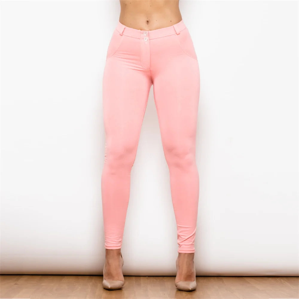 Women's Slim Fit Stretch Skinny Pants - High-Waisted Pencil Trousers with Push-Up Design