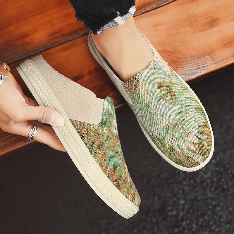 Men's Canvas Slippers – Anti-Slip Soft Sole Half Slippers