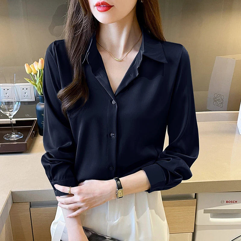 Long Sleeve Satin Shirt for Women
