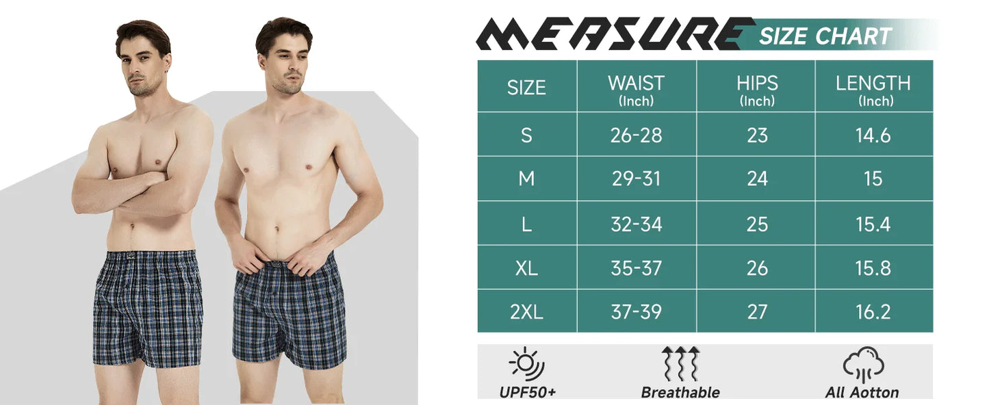 6-Pack Men's Woven Boxer Shorts with Elastic Waistband - Assorted Colors