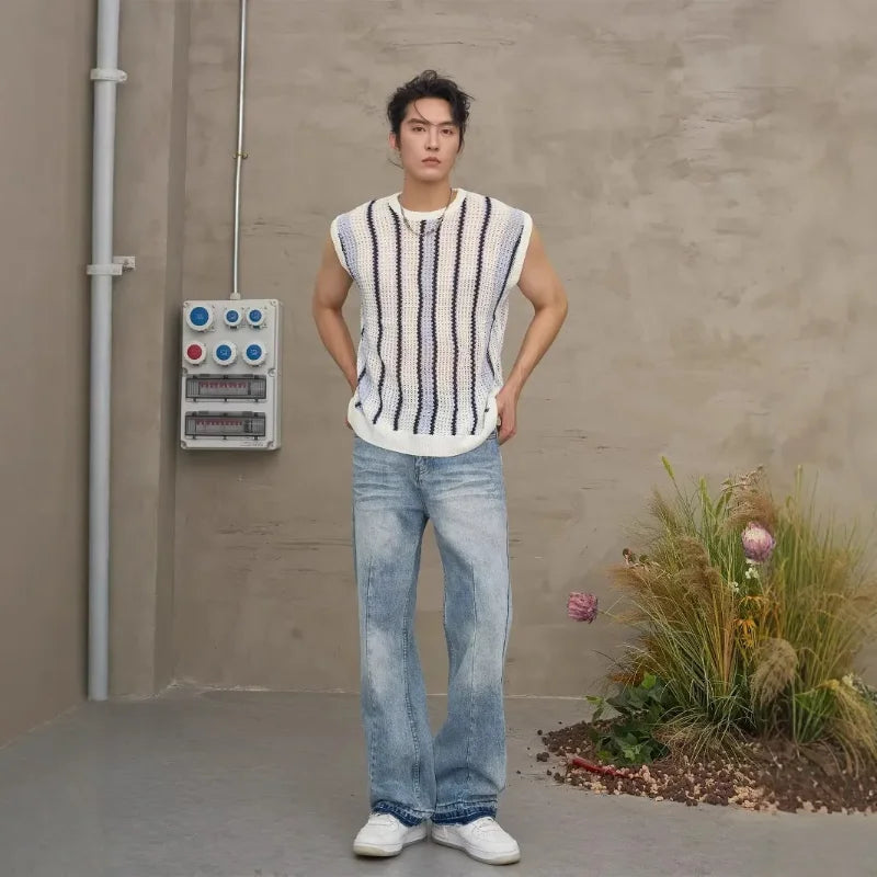 Retro Striped Knitted Men's Vest