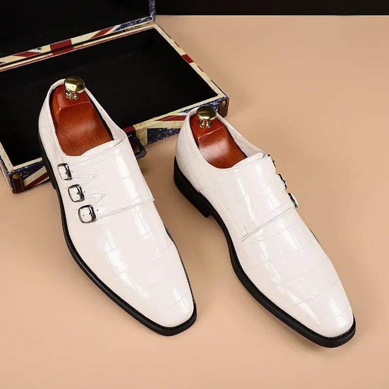 Men's Classic Luxury Faux Leather Slip-On Oxford Dress Shoes - Elegant and Comfortable Footwear
