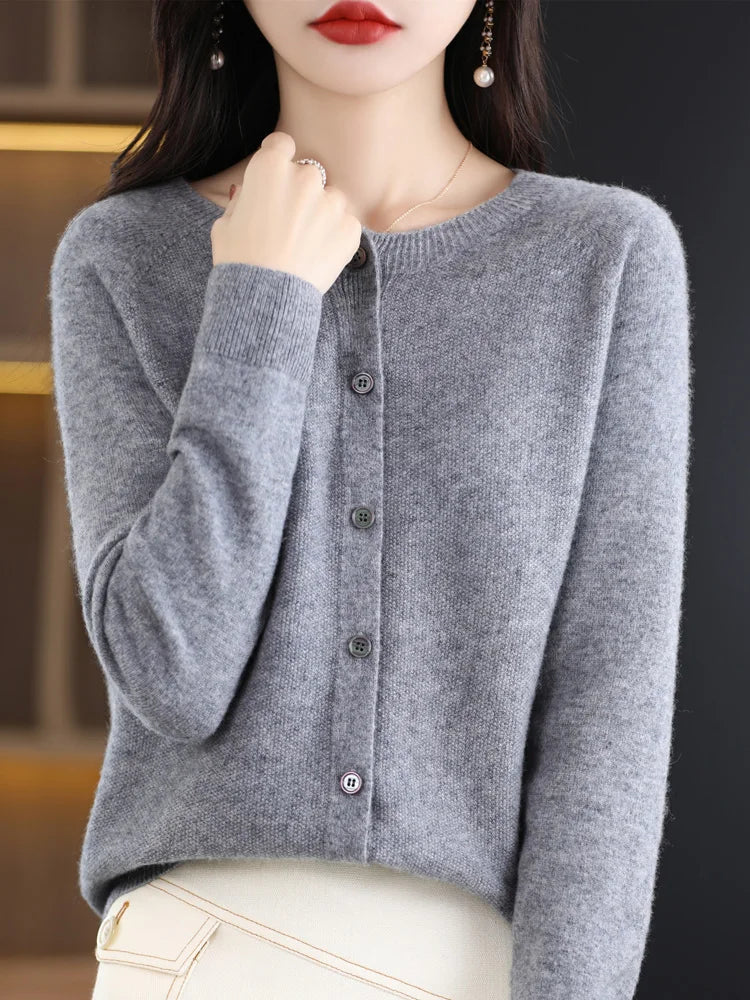 Women's Long Sleeve Merino Wool Cardigan